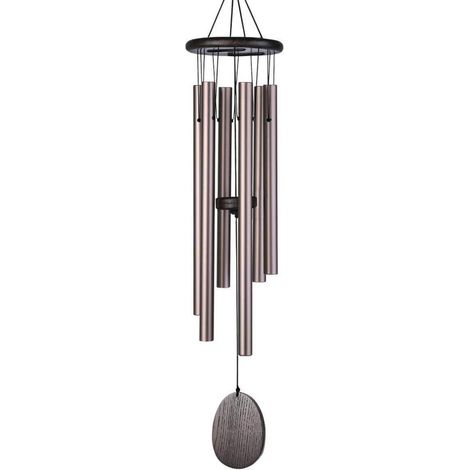 Carillon éolien 32" 6 tubes aluminium bronze, décoration extérieure jardin terrasse (1/5)