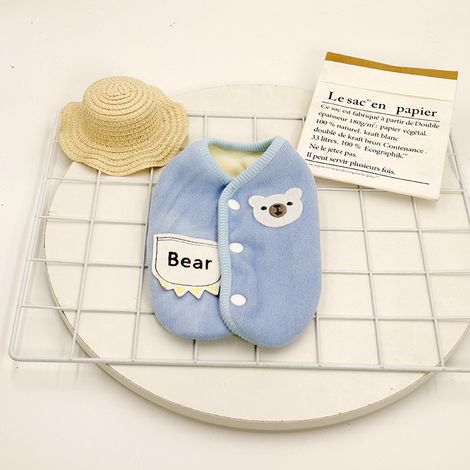 Vêtements pour animaux de compagnie printemps et automne chats, chiens et chiens glacés, gilet bleu mignon 24-26 cm (1/5)