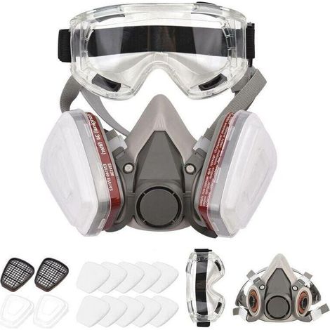 Demi masque respiratoire réutilisable 6200 avec lunettes pour peinture, vapeur organique, soudage, polissage, travail du bois (1/5)