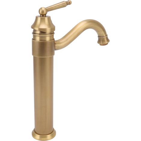 Robinet mitigeur haut en cuivre style industriel rétro, à poignée unique, pour lavabo sur plan de travail, salle de bain ou hôtel. (1/5)