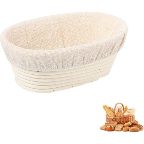 Brotkorb Gärkorb Ovaler Gärkorb Rattankorb Mit Stoffbezug 23 x 14 x 8 cm für Sauerteiggärung, Backen von handwerklich hergestelltem Brot usw. Bei (1/5)