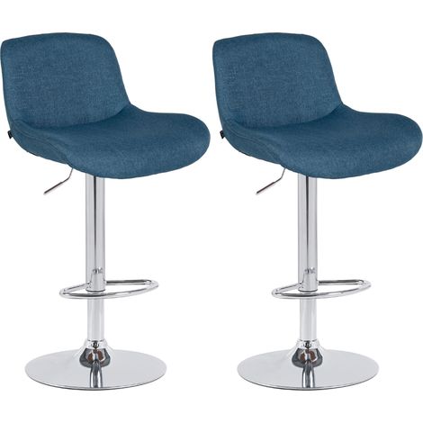 2er Set Barhocker Solon Chrom blau Stoff (1/5)