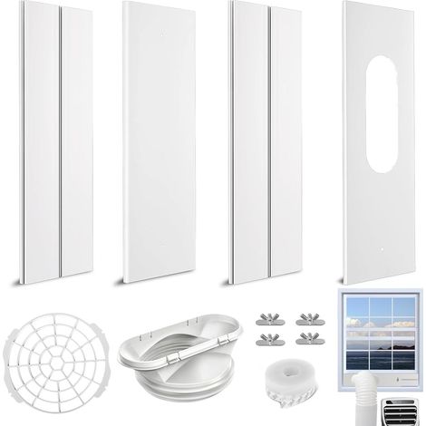 Lot de 4 joints de fenêtre pour climatisation, volet roulant, joint de fenêtre pour climatiseurs mobiles, plaque d'étanchéité de fenêtre réglable, adaptateur de tuyau d'évacuation de fenêtre (1/5)