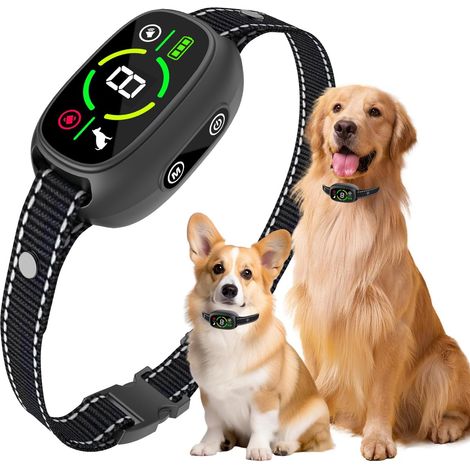 Collier Anti-aboiement pour Chien, réglable fréquence Anti-aboiement pour Chiens de Grande Taille, Moyenne et Petite, Chiens à ultrasons, dispositifs Anti-aboiement (Noir) (1/2)