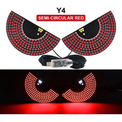 Luce LED dinamica rossa con 11 modalità ("Occhio di Demone") Luce decorativa per lunotto posteriore (auto), luce di segnalazione USB per camion, personalizzabile "Grande" (1/2)