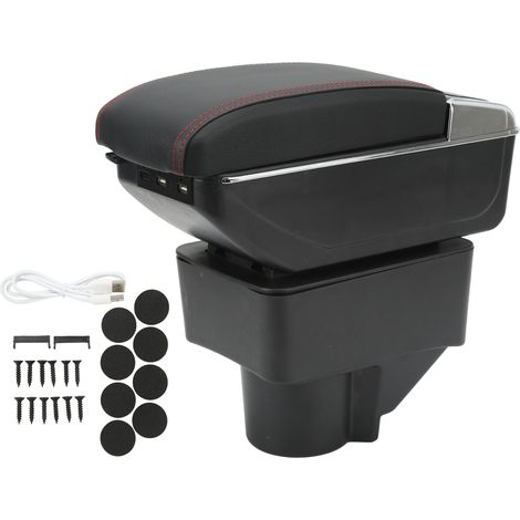 Boîte d'accoudoir de Console centrale, 7 ports USB, Double couche, remplacement confortable pour Ford Fiesta 08-18 (1/5)