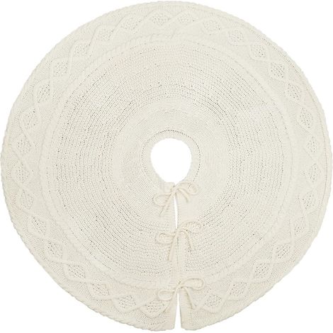 Tree Skirt - Knit Christmas Tree Skirt Round 122 Cm White For Holiday Decorations Home Party - 1 Piece (1/5)
