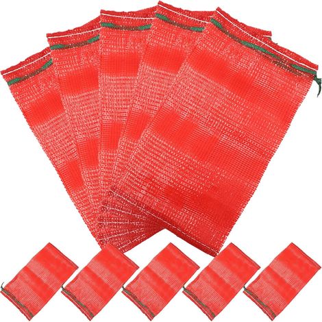 Lot de 25 sacs en filet de polypropylène rouge respirant (1/5)