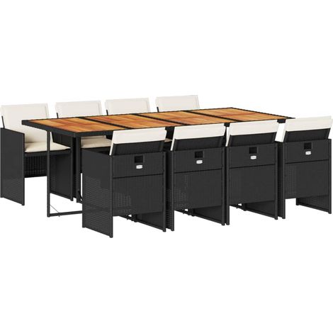 Maison Exclusive - Set de comedor de jardín 9 pzas y cojines ratá
