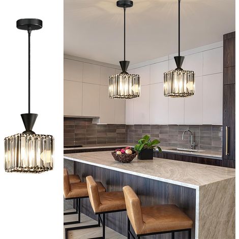 Lustre en cristal, adapté aux îlots de cuisine, aux bars, aux salles à manger et aux suspensions de chambre à coucher. Lustre carré en cristal, réglable (1/4)