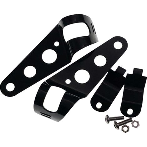 Soportes universales para faros de motocicleta de 31-38 mm, color negro – Abrazaderas metálicas ajustables para manillar, compatibles con faros LED/halógenos de 31-38 mm. (1/5)