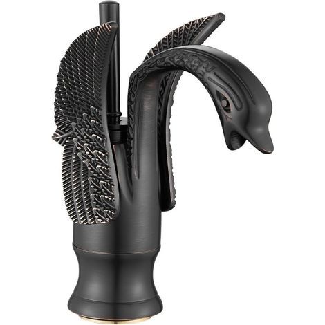 Grifo de baño de bronce frotado con aceite, en forma de cisne, mango único, un agujero, grifo para lavabo de baño, grifo de lavamanos montado sobre cubierta (1/5)