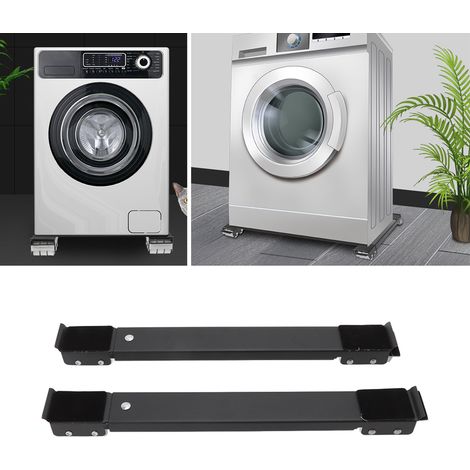 Set aus 2 Stahlrollen für Möbel und Haushaltsgeräte, Tragfähigkeit 300 kg, ausziehbar, für Geschirrspüler, schwarz. (1/5)