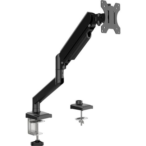Supporto per monitor singolo, braccio articolato con molla a gas per schermi da 13-34", regolabile, fino a 22 libbre, con morsetto e base passacavo, fori di montaggio da 75 e 100 mm