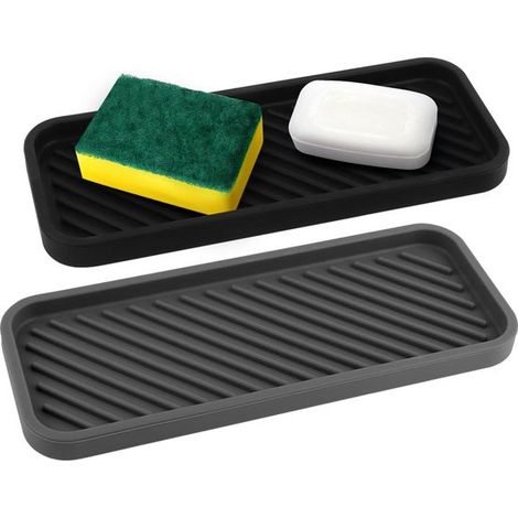 Portasapone, porta spugne, organizer per lavello per spugne, spazzole e sapone - Tappetino drenante in silicone (1/5)