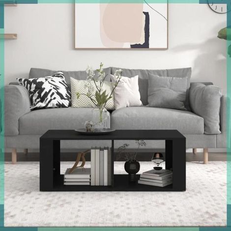 Table basse - 816521 - Noir - Bois d'ingénierie - 100x50x36 cm (1/5)