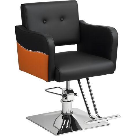 Friseurstuhl, 360 Grad drehbar, ausgestattet mit einer robusten Hydraulikpumpe, 15 cm Höhenverstellung, Tragkraft 150 kg, schwarz. (1/5)