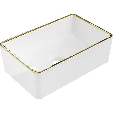 Mexen Nadia lavabo sobre encimera 36 x 23 cm, blanco/oro borde - 21613605 (1/5)