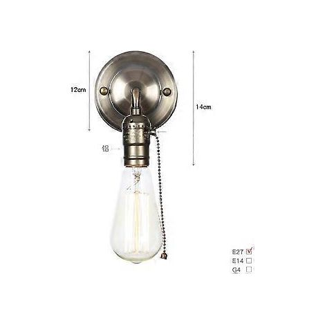 SZTXJ Retro-Lampenfassung E27 Edison Retro Wandleuchte mit Schalter, Heimdekoration, 220V (Grün-Bronze-Reißverschluss)