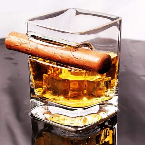 Verre À Whisky - Verre En Verre Transparent Avec Support Intégré Pour Cigar - 320 Ml - Usage Maison Bar Restaurant - 1 Pièce (1/5)