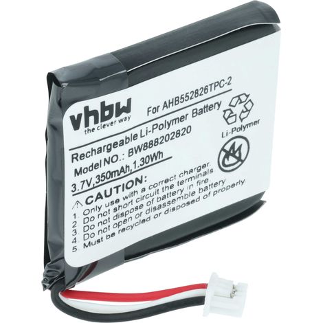 vhbw Akku Ersatz für Sennheiser AHB552826TPC-2 für Wireless Headset Kopfhörer (350mAh, 3,7V, Li-Polymer)