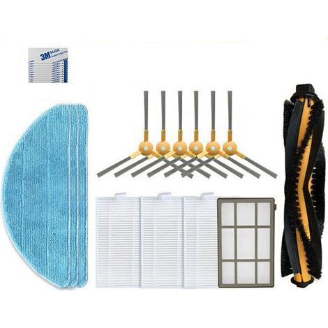 Accessoires pour aspirateurs robots ABIR X5/X6/X8, y compris brosses latérales, filtres, chiffons de nettoyage et brosses rotatives principales. (1/4)