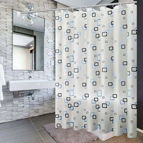 Rideau de douche, 200x200cm, doublure de rideau de douche avec crochets et boucles, anti-moisissure, anti-bactérien, imperméable et lavable, adapté aux salles de bains. (1/5)