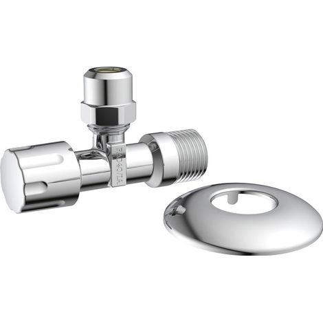 KIRCHHOFF Eckventil, 1/2"AG x 3/8"AG x 10 mmQ, mit Schubrosette (1/3)