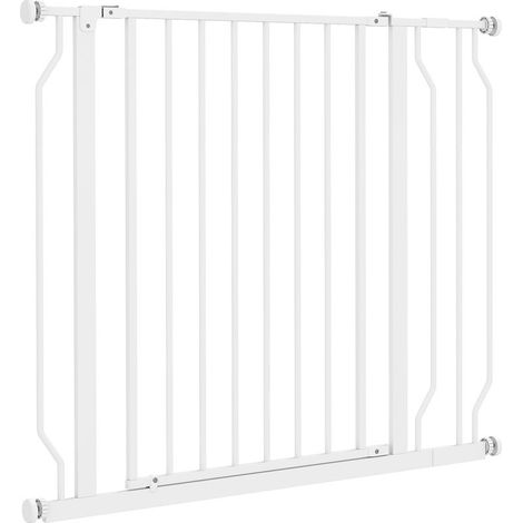 Barrière de sécurité chien barrière extensible 75-95 x 76 cm barrière escaliers couloirs portes sans perçage en acier et ABS blanc (1/5)