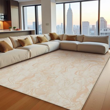 Tapis Salon Moderne, Tapis Poil Ras Lavable en Machine avec Dos Antidérapant pour Cuisine, Salle à Manger, Bureau et Chambre 80x150cm (1/5)