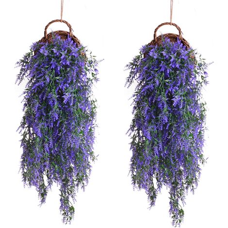 Lot 2 plantes suspendues artificielles murales lilas plastique soie balcon balcon décoration murale (1/5)