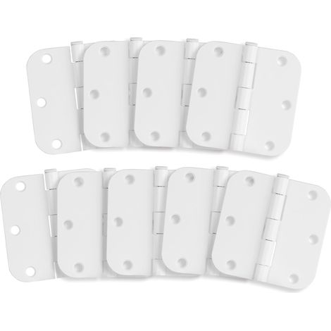 Lot de 9 charnières de porte intérieures en acier laqué blanc 8,9 x 8,9 cm Charnière de porte arrondie à rayon de 1,6 cm (1/5)