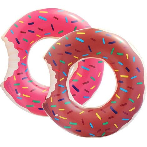 Deux bouées de piscine en forme de donut de 80 cm, adaptées aux enfants et aux adultes, en PVC gonflable. (1/5)
