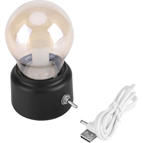Veilleuse LED rétro créative, veilleuse rechargeable par USB, noire (1/5)