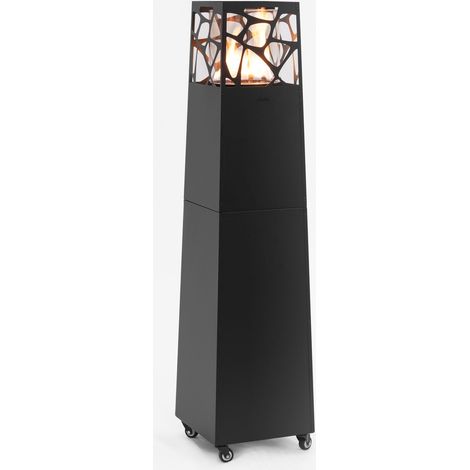 Planika – Pyramid, estufa de gas para exterior de diseño moderno, chimenea de exterior para jardín (negro).