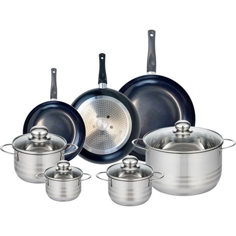 Ensemble de 3 Poêles de cuisson 20, 24 et 28 cm et 4 faitouts 12, 14, 16 et 24 cm Elo Prima Brillant (1/5)