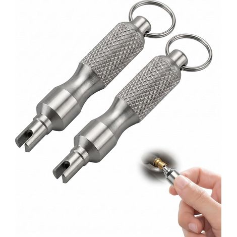Demonte Obus Valve Pack de 2, Outil de Démontage Noyau Valve Pneu Acier Inoxydable, Clé Portable Précise pour Changement Rapide Sans Abîmer Auto (1/5)