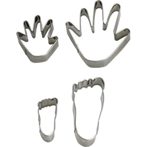 Eva Collection set 4 tagliabiscotti mani e piedi acciaio inox