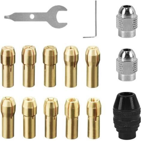 Set di mandrini da 15 pezzi, accessori in rame puro, campo di serraggio 0,5 mm-2,3 mm, mandrino per trapano per accessori, punta (rame) -Crezuo