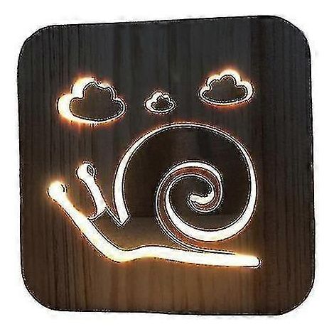 Filiyano – Lampe en bois 3D en bois, veilleuse enfant en forme d'animal, lampe LED décorative avec éclairage d'ambiance (taille : b) (1/5)
