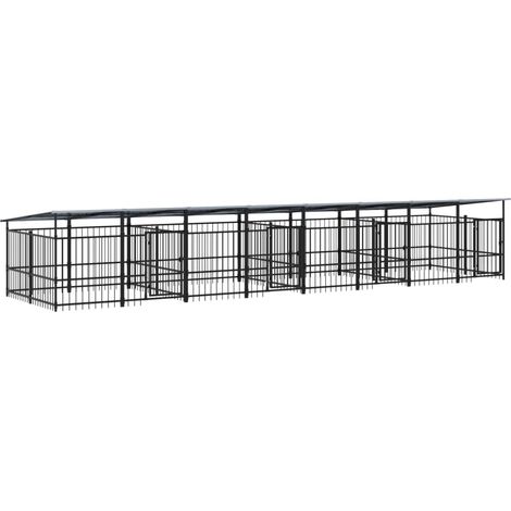 Jaula para perrera exterior animal pac con techo para perros acero 15,02 m² negro 020041744 (1/5)