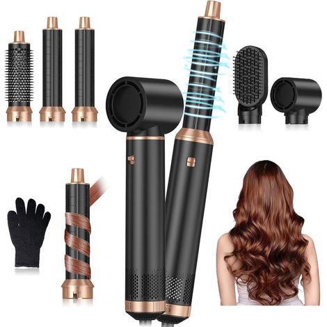 Brosse soufflante 5 en 1 – Températures réglables 50/78/105 °C – Technologie ionique anti-frisottis – Pour tous types de cheveux