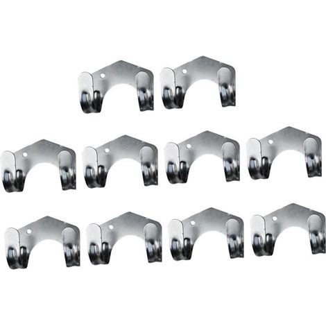 Lot de 10 Crochets de Jardinage en Fer Amovibles avec Double Support Antirouille et Vis de Fixation, Supports Muraux Robustes pour Tuyaux d'Arrosage et Outils de Jardin (1/5)
