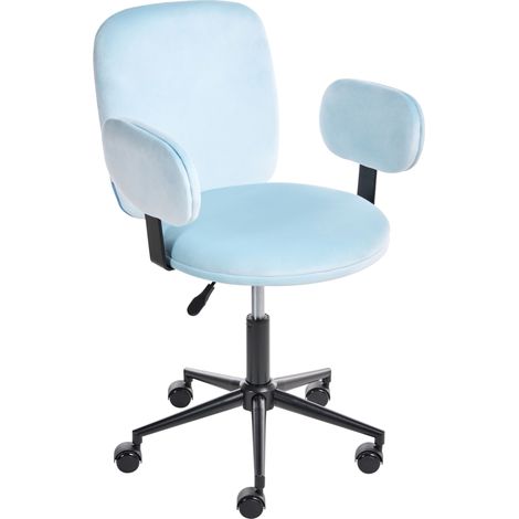 Silla de oficina moderna sillón de altura regulable de terciopelo azul claro Moraga