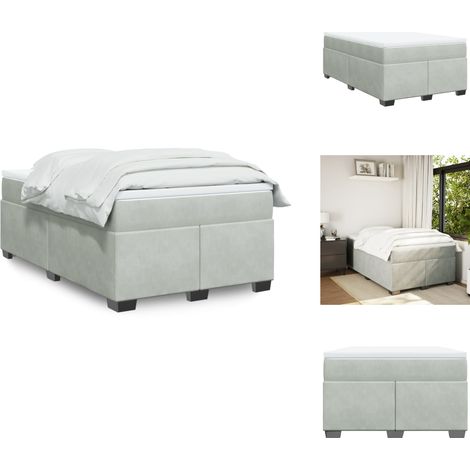 Sommier à lattes de lit et matelas Gris clair 120x200cm Velours - Lit Double - Lit Avec Sommier - Matelas À Ressorts Ensachés - Surmatelas - Lit Velours (1/5)