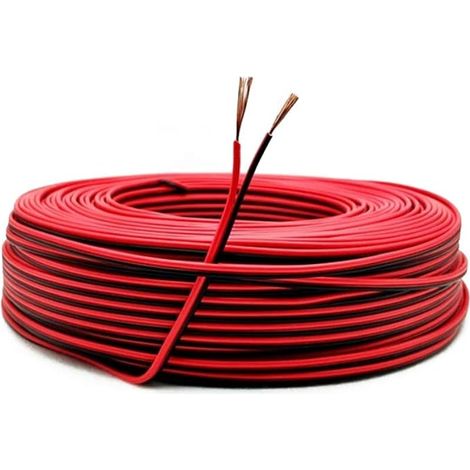 22AWG Cable Electrique Souple,0,33mm2 Fil de Cuivre Étamé,Fil Electrique en PVC à 2 Conducteurs pour Bande Lumineuse à LED/DIY 20 Mètres(10 Mètres de Noir+10 Mètres de Rouge)