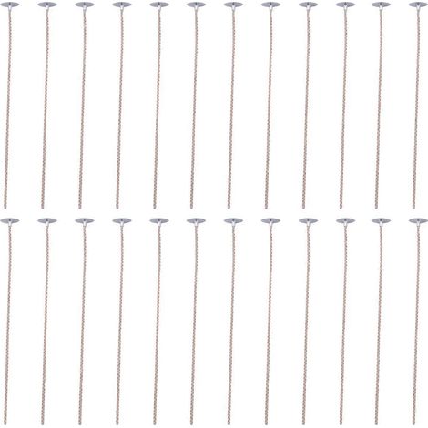 100 mèches pour bougies de soja, mèches pré-cirées de 20 cm avec base (1/5)