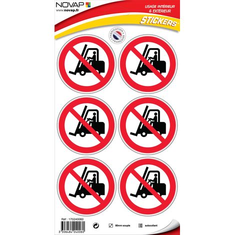 Planche 6 Pictogrammes Ø 80mm - Chariot élévateur Interdit - 4240060