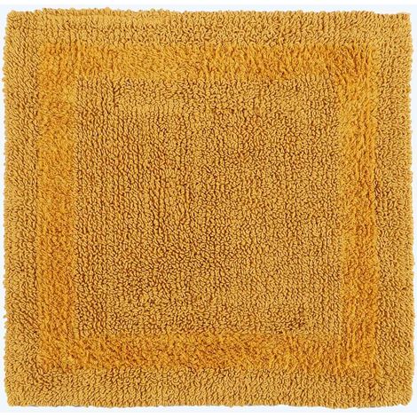 HOMESCAPES Tapis de douche en coton, 50 x 50 cm – Jaune moutarde
