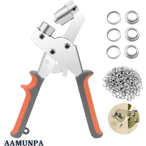 Pinces à oeillets,kit professionnel de perage à oeillets,100 pièces (diamètre intérieur 10.5 mm) pinces de montage à oeillets métalliques pour bache de rideau en cuir tissu PVC cisea (1/5)